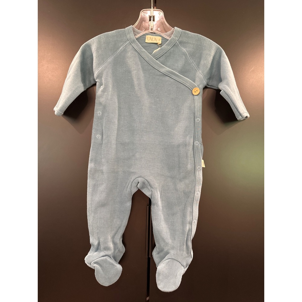 Uaua Pima Cotton Ribbed Kimono Footed Sleeper Blue 1-3M NWT